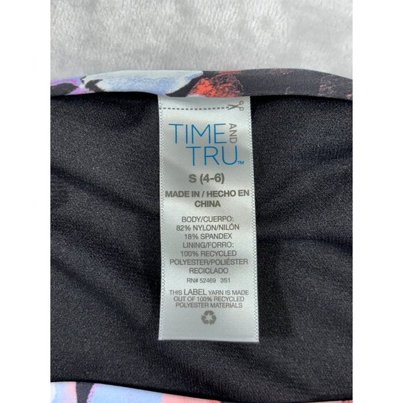 Time and Tru  Bikini Bottoms Women Small Black with Colorful floral pattern NWT - Picture 5 of 8